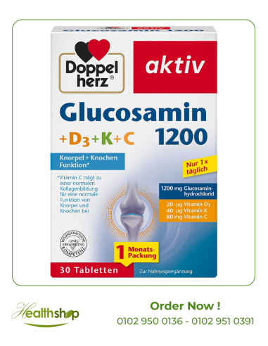 Doppelherz Glucosamine 1200 + D3 + K+ C - With Vitamin C - 30 Tablets