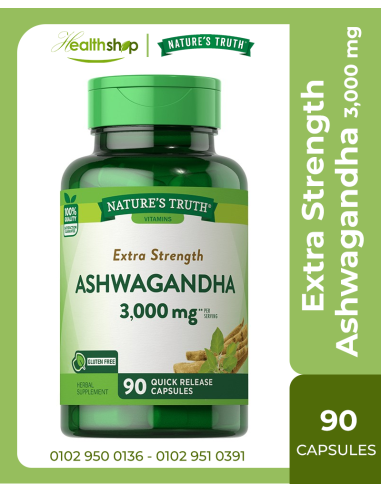 Extra Strength Ashwagandha 3,000 mg - 90 Quick Release Capsules