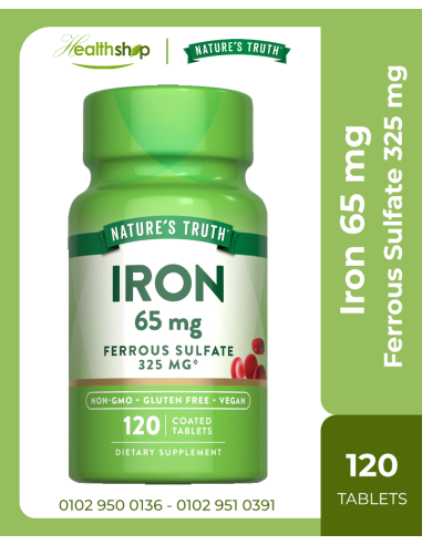 Iron 65 mg Ferrous Sulfate 325 mg- 120 Coated Tablets