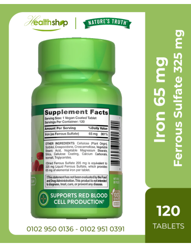Iron 65 mg Ferrous Sulfate 325 mg- 120 Coated...