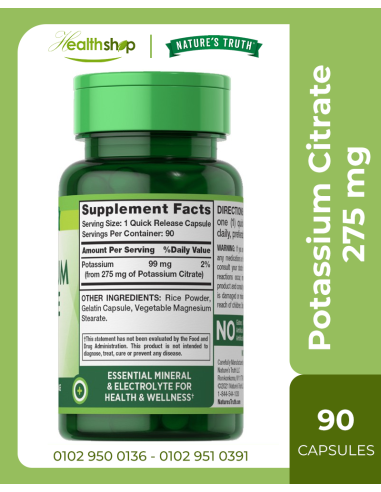 Potassium Citrate 275 mg - 90 Quick Release...