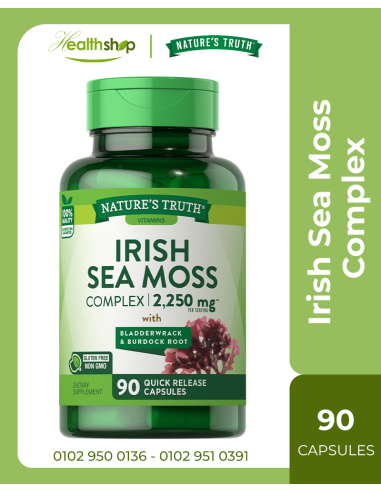 Irish Sea Moss Complex | 2,250 mg with Bladderwrack & Burdock Root  - 90 Quick Release Capsules