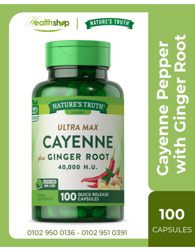 Cayenne Pepper 40,000 HU with Ginger Root - 100 Quick Release Capsules