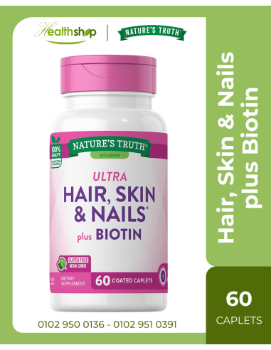 Ultra Hair, Skin & Nails plus Biotin - 60 Coated Caplets