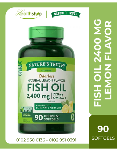 Fish Oil 2,400 mg 720 mg Omega-3 Natural Lemon Flavor - 90 Odorless Softgels