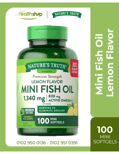 Lemon Flavor Mini Fish Oil 1,340 mg ,830 mg Omega-3 - 100...