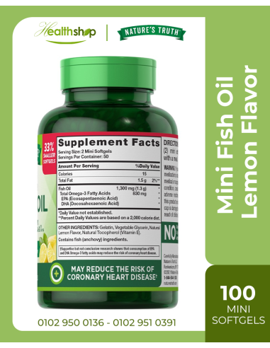 Lemon Flavor Mini Fish Oil 1,340 mg ,830 mg...