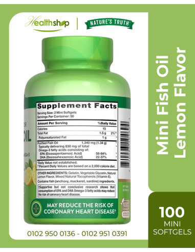 Lemon Flavor Mini Fish Oil 1,340 mg ,830 mg...