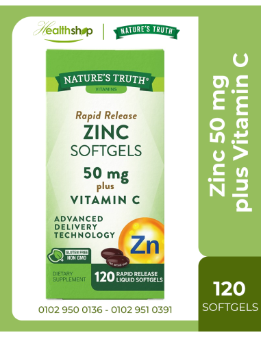 Zinc Softgels 50 mg plus Vitamin C - 120 Softgels