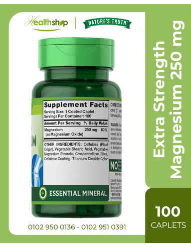 Extra Strength Magnesium 250 mg 100 Coated Caplets