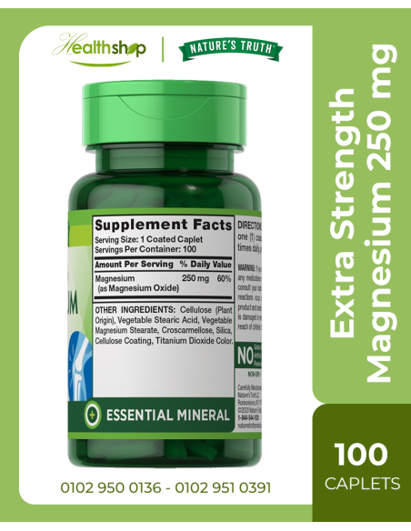 Extra Strength Magnesium 250 mg 100 Coated Caplets