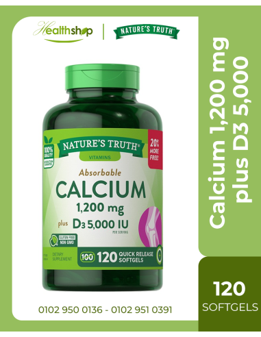 Absorbable Calcium 1,200 mg plus D3 5,000 IU - 120 Quick Release Softgels