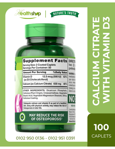 CALCIUM CITRATE 630 MG WITH VITAMIN D3 - 100...
