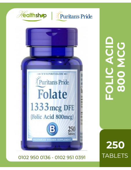 Folic Acid (Folate) 800 mcg - 250 Tablets
