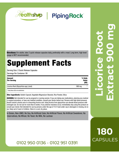 Licorice Root Extract 900 mg - 180 Capsules