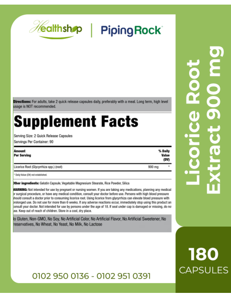 Licorice Root Extract 900 mg - 180 Capsules