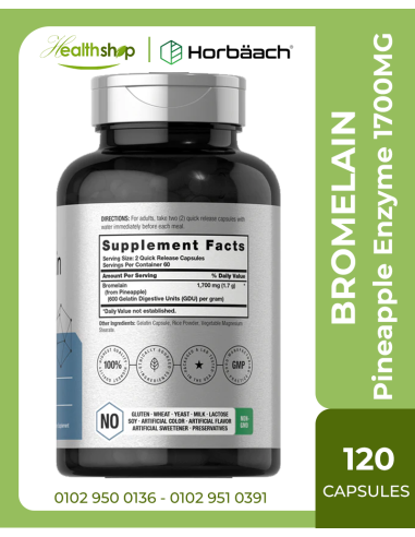 بروميلين انزيم الأناناس 1700 مجم - 120 كبسولة