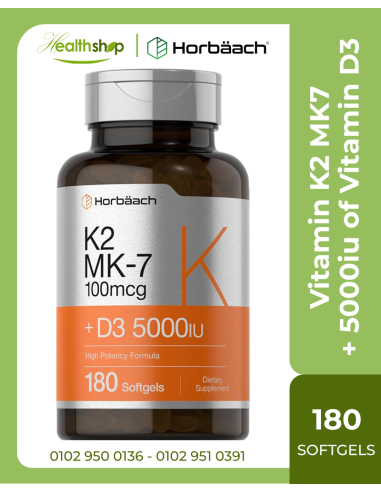 Vitamin K2 MK7 - 5000iu of Vitamin D3 & 100mcg MK-7 Complex - 180 Softgel Capsules