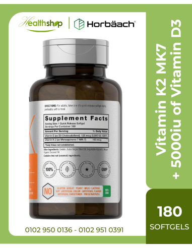 Vitamin K2 MK7 - 5000iu of Vitamin D3 & 100mcg...