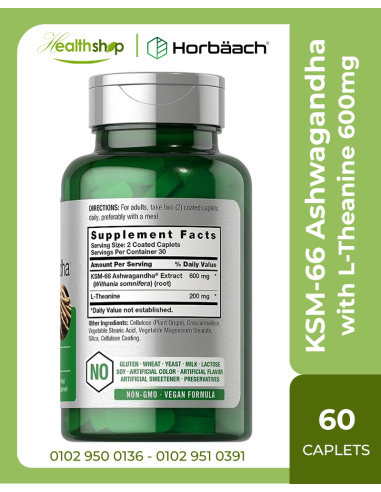 KSM-66 Ashwagandha with L-Theanine 600mg - 60...