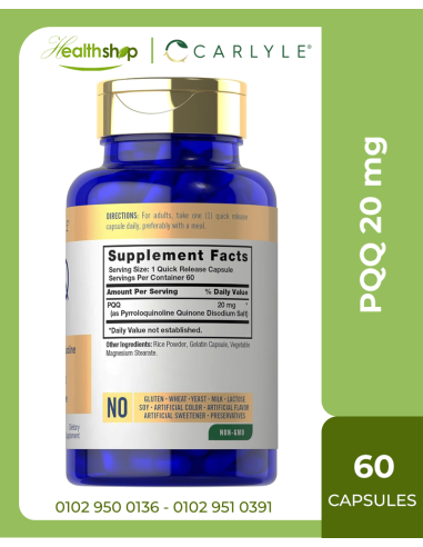 Carlyle PQQ Supplement 20 mg - 60 Capsules