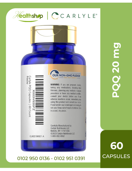 Carlyle PQQ Supplement 20 mg - 60 Capsules