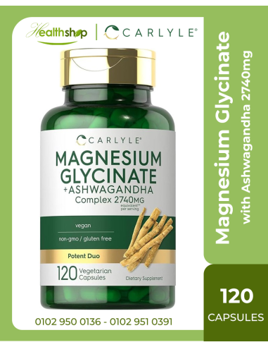 Magnesium Glycinate with Ashwagandha 2740mg Complex - 120 Capsules