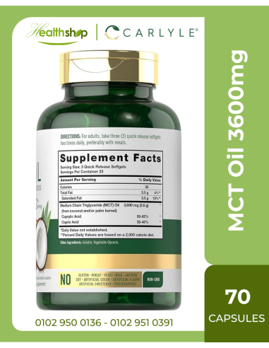 MCT Oil 3600mg - 70 Softgels