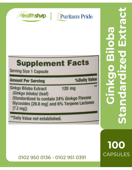 Ginkgo Biloba Standardized Extract 120 mg - 100 CAP