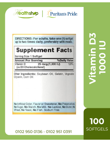 Vitamin D3 1000 IU 100 Softgels
