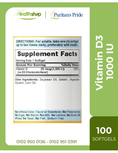 Vitamin D3 1000 IU 100 Softgels
