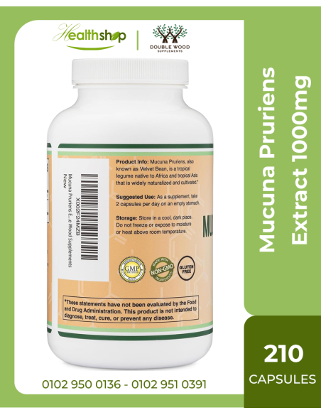 Mucuna Pruriens Extract -  Dopamine Boosting Supplement 1000mg - 210 Capsules