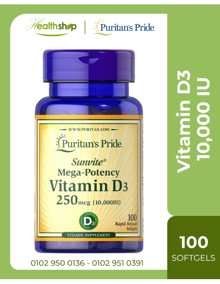 Vitamin D3 10,000 IU - 100 Softgels  ( Best Before 1/2027 )