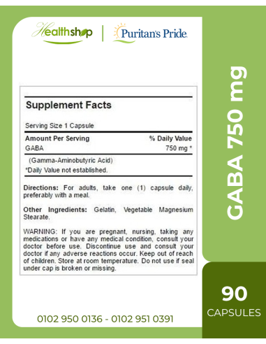 GABA - Gamma Aminobutyric Acid 750 mg - 90...