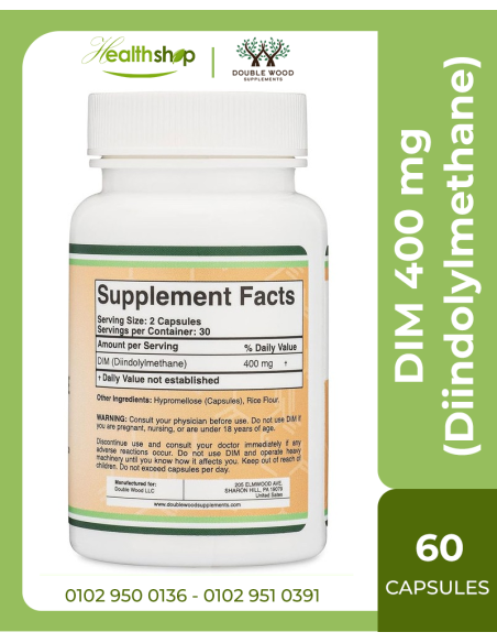 DIM (Diindolylmethane) - Hormone Balance for Women and Men 400mg per Serving - 60 Capsules