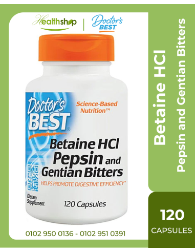 Betaine HCl Pepsin and Gentian Bitters - 120 Capsules