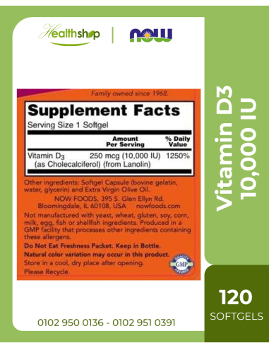 Vitamin D3 10,000 IU - 120 Softgels