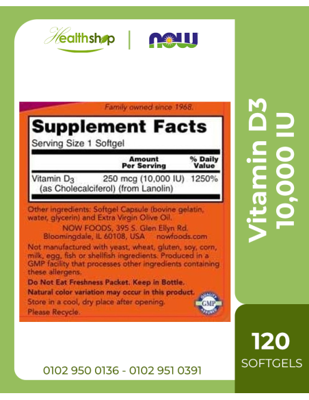 Vitamin D3 10,000 IU - 120 Softgels