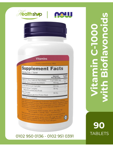 Vitamin C-1000 Complex with 250 mg of Bioflavonoids - 90 Tablets