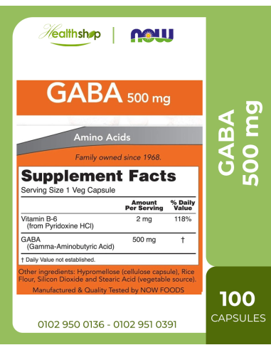 GABA 500 mg- 100 Veg Capsules