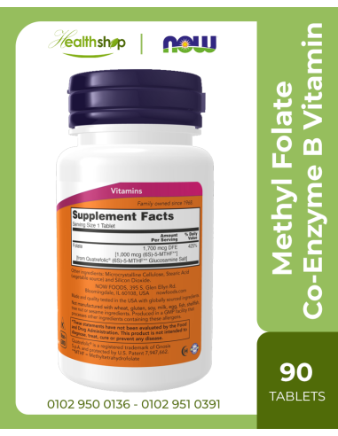 Methyl Folate 1,000 mcg Co-Enzyme B Vitamin -...