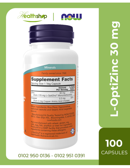 L-OptiZinc® 30 mg - 100 Veg Capsules