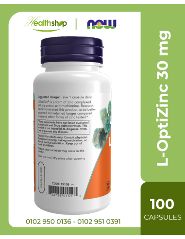 L-OptiZinc® 30 mg - 100 Veg Capsules