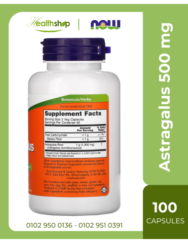 Astragalus 500 mg  -100 Veg Capsules