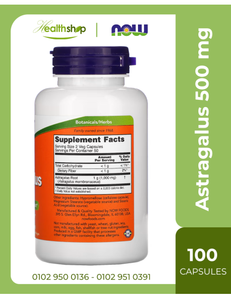 Astragalus 500 mg  -100 Veg Capsules