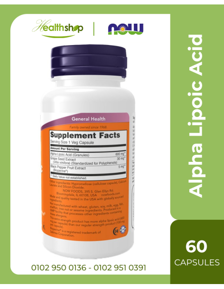 Alpha Lipoic Acid 600mg - 60 Capsules