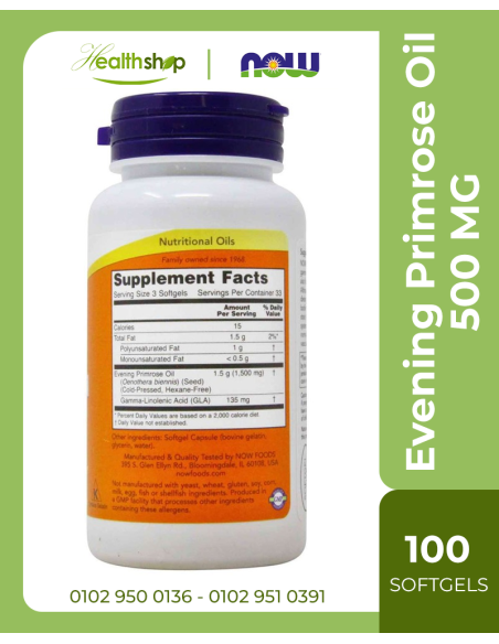 Evening Primrose Oil 500 MG - 100 Softgels