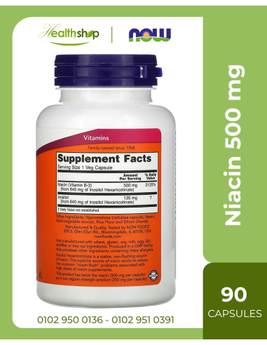 Niacin 500 mg, Double Strength Flush-Free -90...