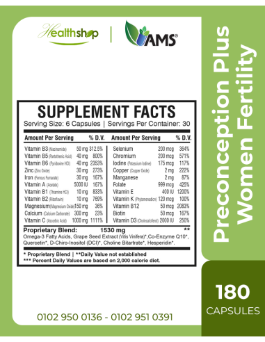 Preconception Plus - Women Fertility - 180 Veg Capsules