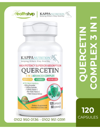 Kappa Quercetin 1000mg, Bromelain 500mg and Vitamin C 1000mg - 120 Capsules